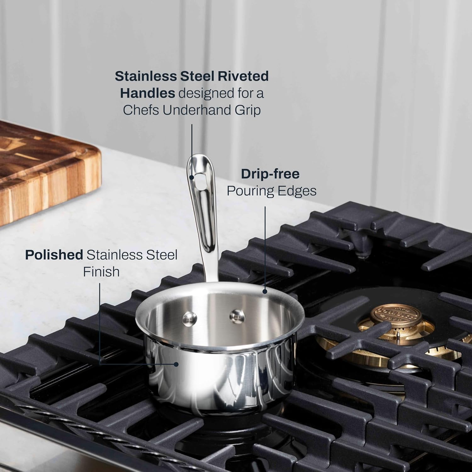 All-Clad D3® Stainless Steel 0.5 Quart Butter Warmer Saucepan- Made in the USA- The Original Bonded Professional Cookware- Oven Safe & Induction Compatible