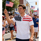 Men'S American Flag Polo Shirt Patriotic Performance Golf Short Sleeve Polo T-Shirts M-Xxl