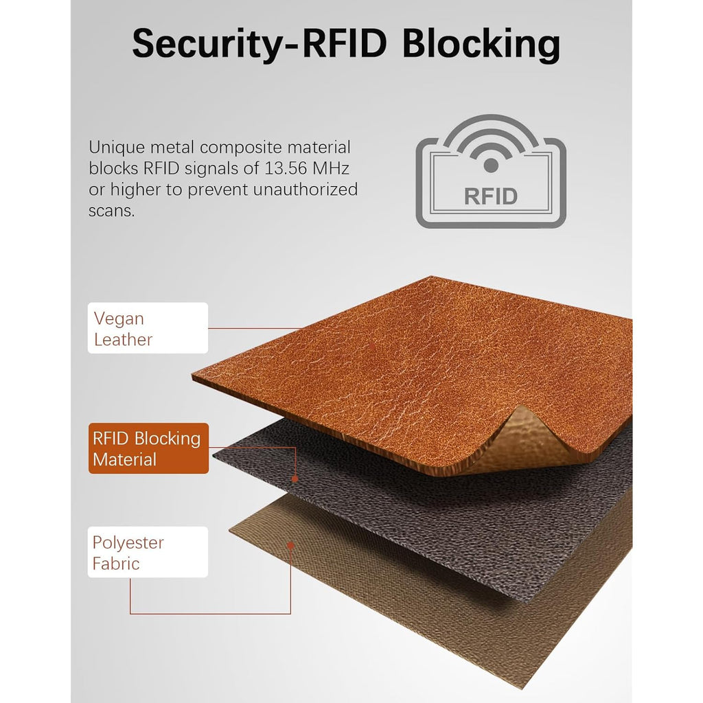 BOSTANTEN Leather Wallets RFID Blocking Large Capacity Trifold Card Holder Ladies Phone Clutch Brown