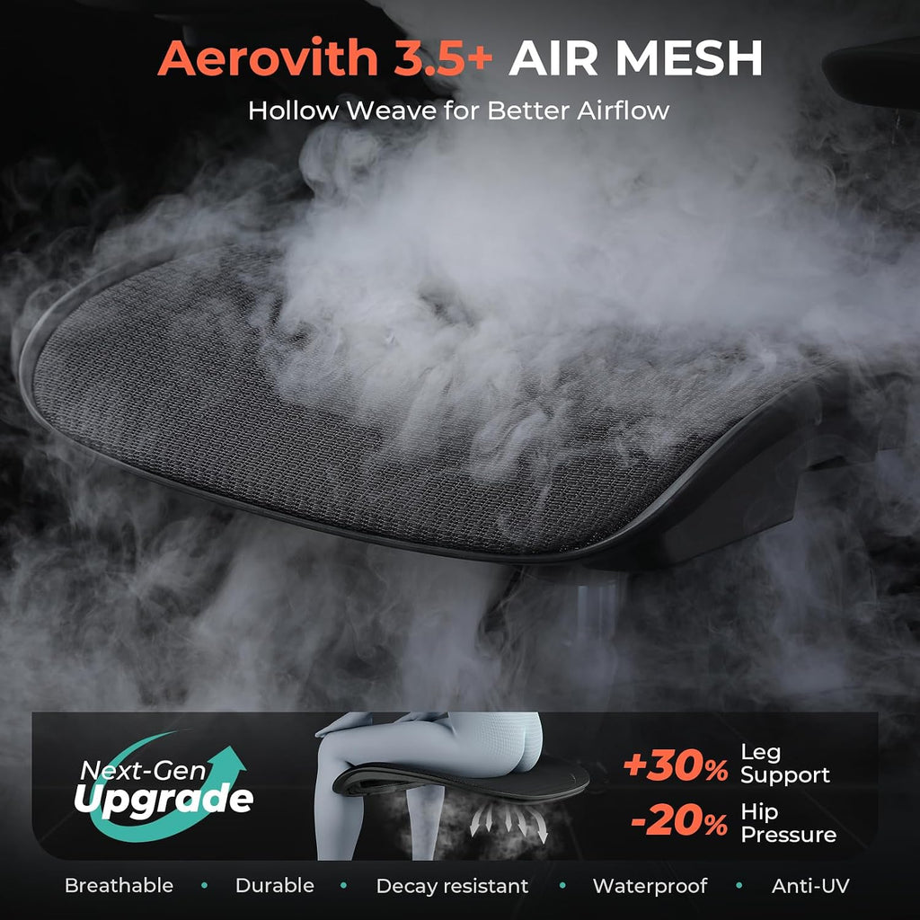 Ergonomic Mesh Office Chair, Adjustable Lumbar High Back Desk Chair 400Lbs, 4D Flip-Up Arms, 3-Level Tilt Backrest, 3D Headrest, Pu Wheels, Swivel Rolling Computer Seating For Long Desk Work