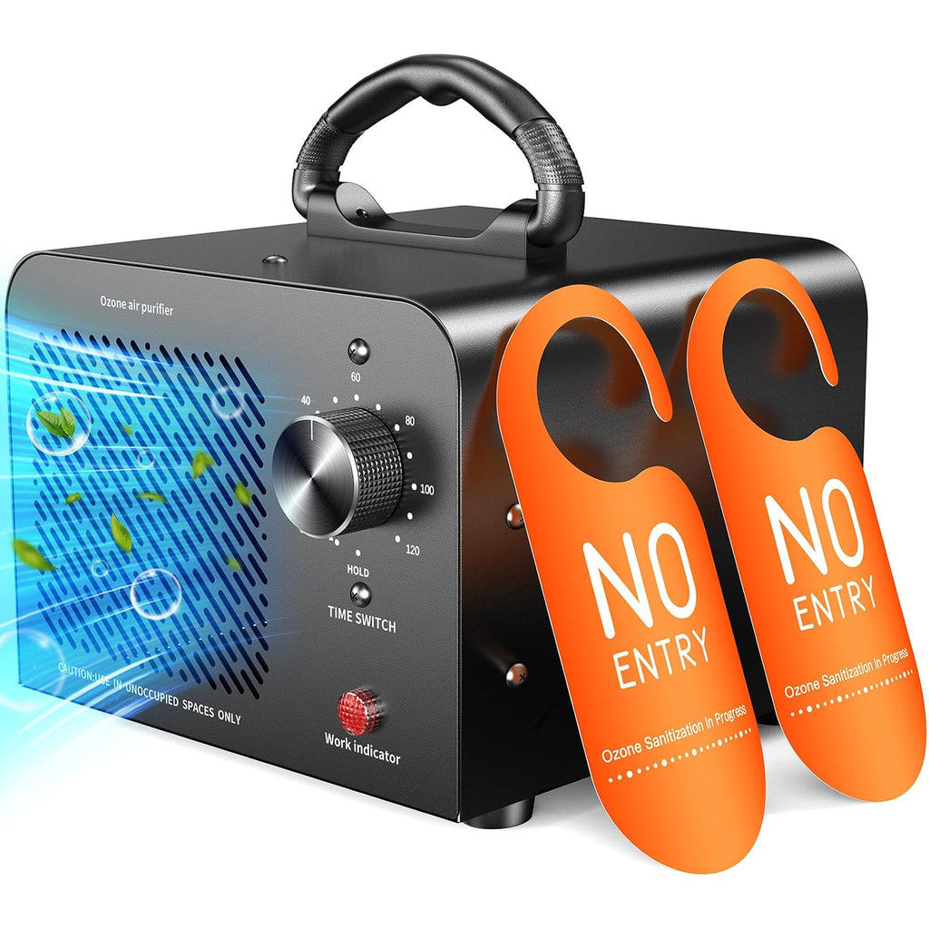 Ozone Generator 48,000Mg, Commercial Ozone Machine Odor Removal, High Capacity O3 Ionizer Air Purifier Deodorizer, Portable Mini For Car, Home, Smoke, Pets, Industrial, For 4000 Square Feet -Black