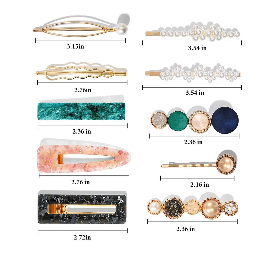 Mehayi 20 Pcs Macaron Pearl Acrylic Resin Fashion Hair Clips Set, Cute Hair Barrettes Bobby Pins, Boho Fancy Hairpin Accessories Headwear Styling Tools, Gifts For Women Girls Decorative Wedding