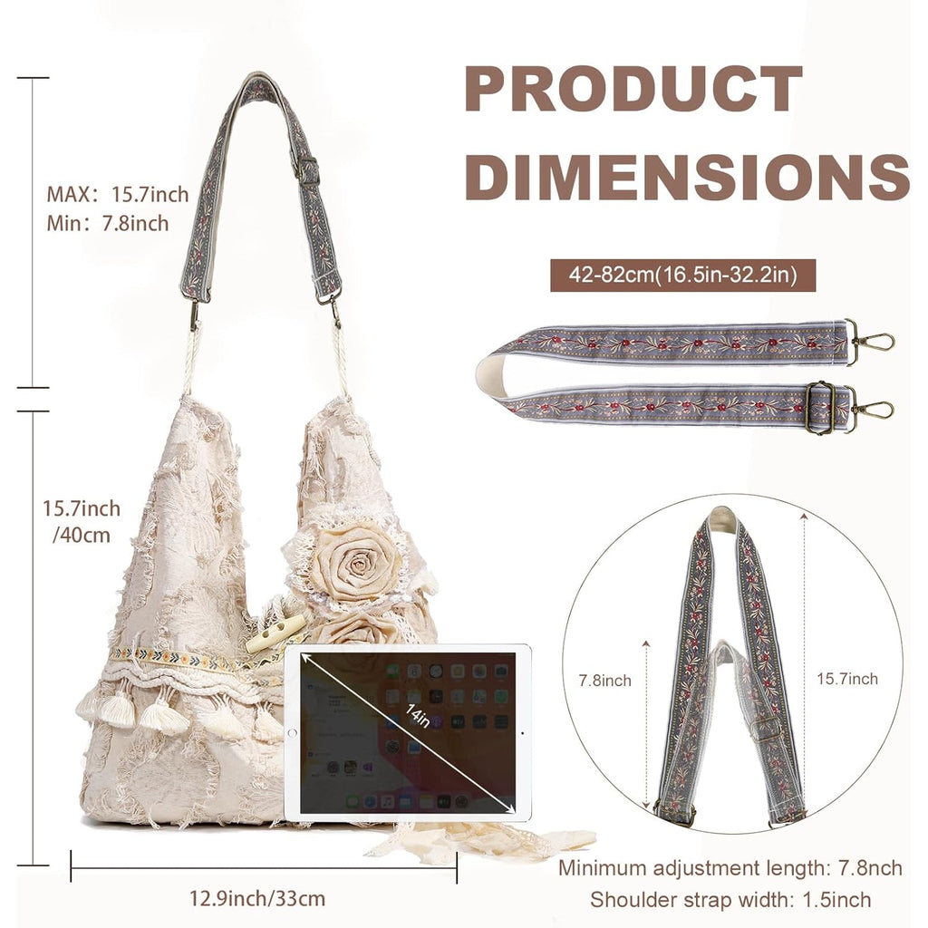 Boho Purses Bags for Women Hand Retro Tote Bag Shoulder Hobo Bag Casual Tassel Shoulder Handbag