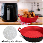 Air Fryer Silicone Liners Pot,8 Inch Air Fryer Basket Liners, Silicone Baking Tray Pots For 3 To 5 Qt For Air Fryer Oven Reusable Baking Tray Oven Accessories (Red+Black)