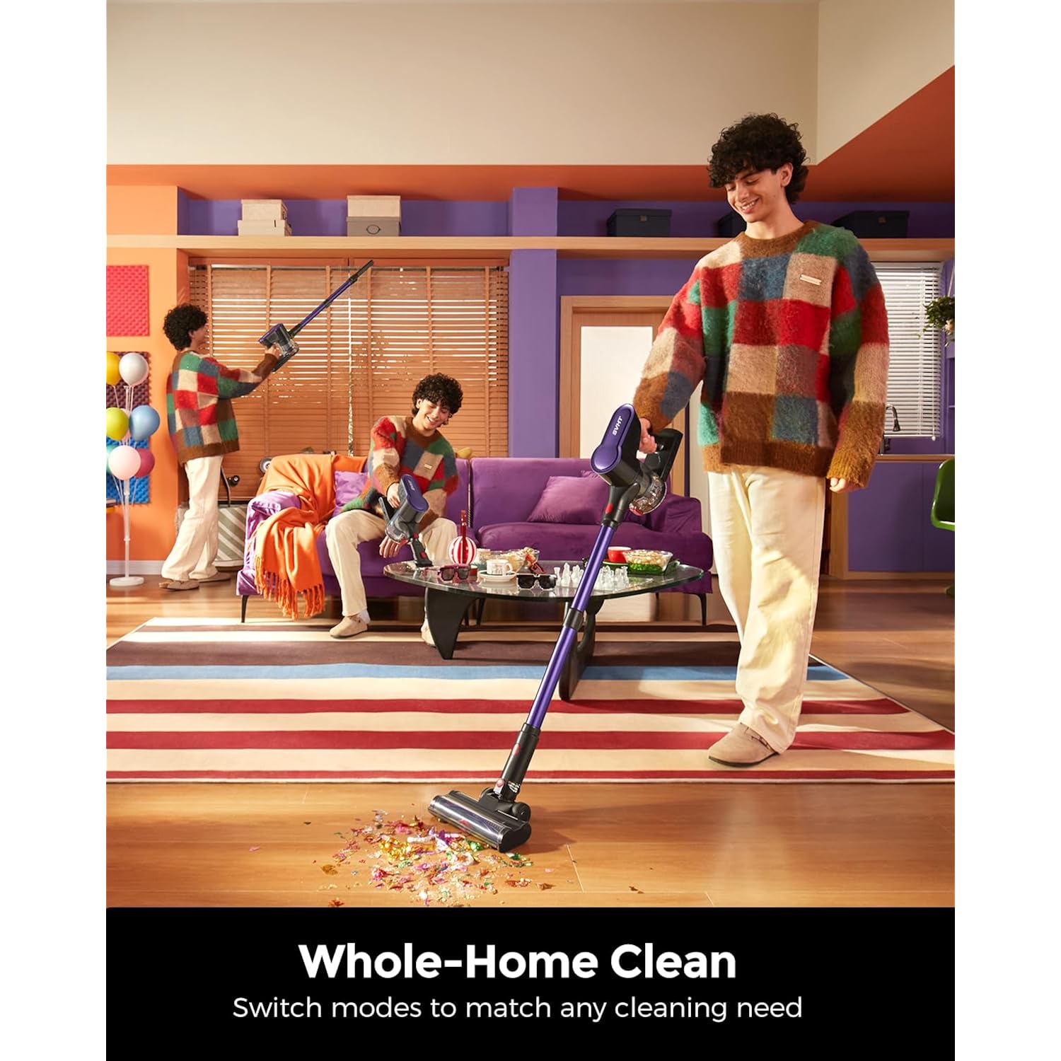 Cordless Vacuum Cleaner, 500W 45Kpa 50Mins Stick Vacuum Cleaners For Home With Led Light, Self-Standing, Anti-Tangle Brush & 1.6L Dust Cup, Lightweight Vacuum For Pet Hair, Carpets, Hard Floors