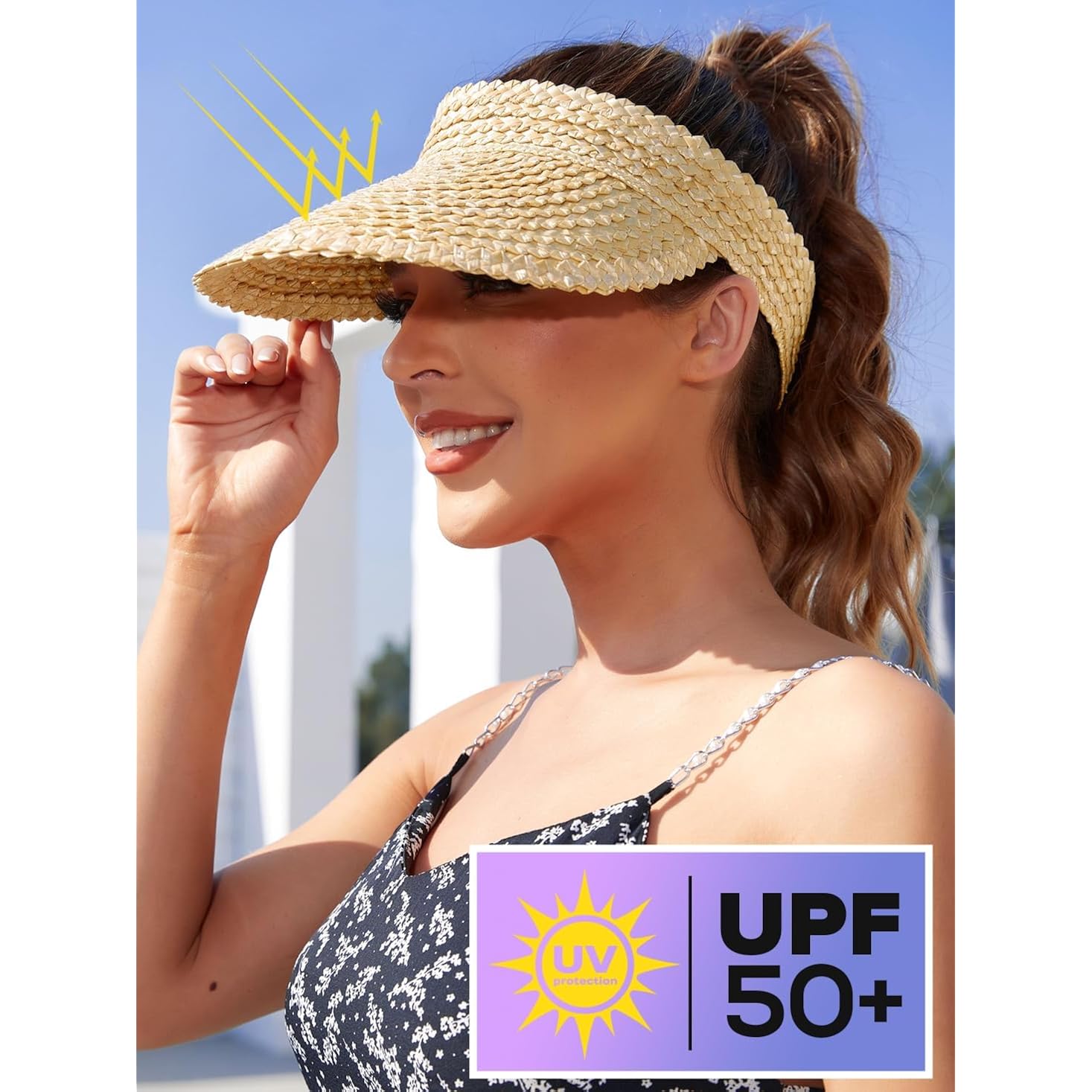 Straw Sun Visors & Hats for Women - Packable Beach Hats, Handmade, Sun Protection