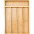 Besilord Silverware Organizer Kitchen Drawer Organizer Utensil Organizer Bamboo Silverware Holder Cutlery Organizer in Drawer Flatware Organizer Tray(5 slots, Natural