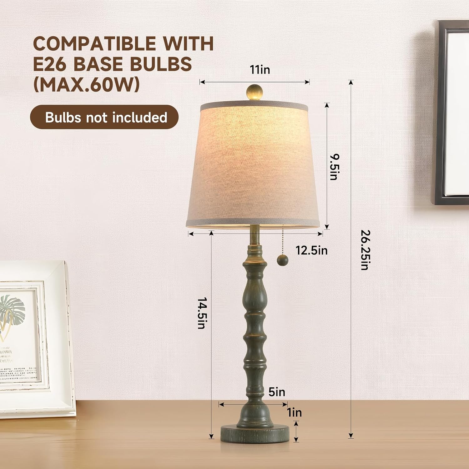 Lamps Set Of 2 Modern Farmhouse Table Lamp Bedside Reading Lamps Living Room End Tables Set Lamps For Night Stands Bedroom Night Lamp,High 26.25 Inch,Turquoise,With Fabric Lamp Shade,Bulb Not Included