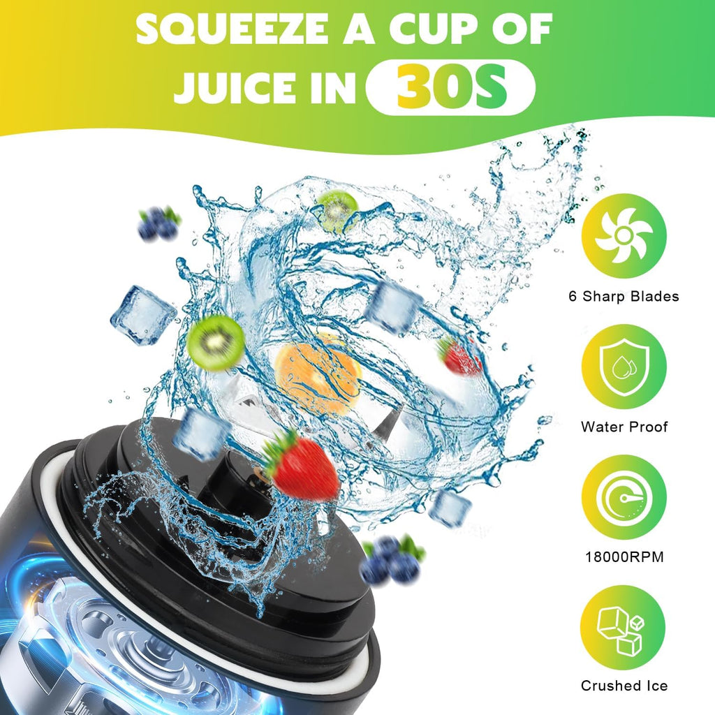 Portable Blender Personal Juicer For Shakes Smoothies With Insulated Sleeve | 20 Oz Electric Protein Shaker Bottle, Travel Lid, Usb-C Rechargeable, Mini Small Cordless Blender Cup For Kitchen Travel Gym
