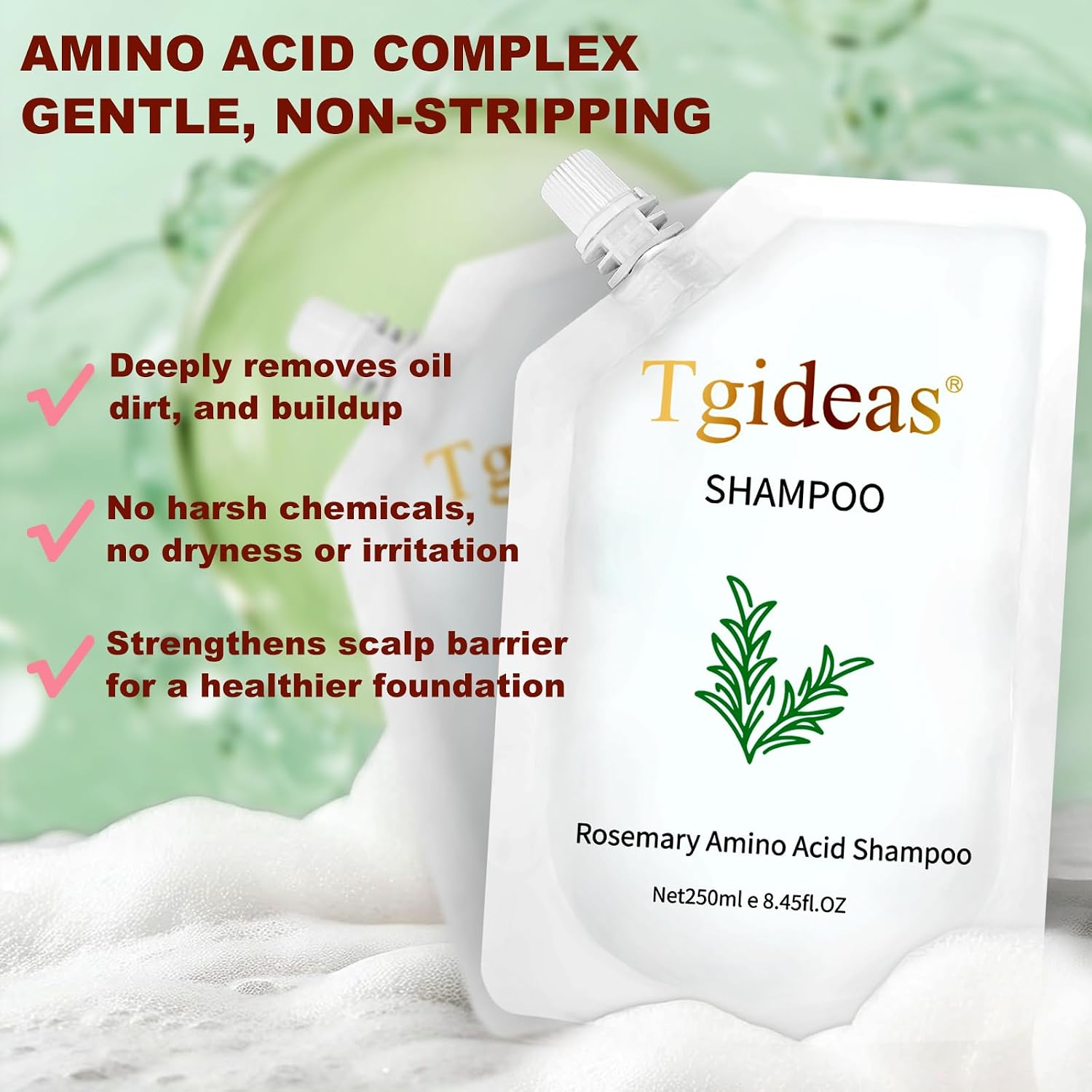 Rosemary Amino Acid Shampoo, Hair Growth Shampoo For Thinning Hair Women And Men Hair Loss, Zinc Pca Thicken & Strengthen Scalp With Hydrolyzed Silk 8.45 Fl.Oz - 2 Packs