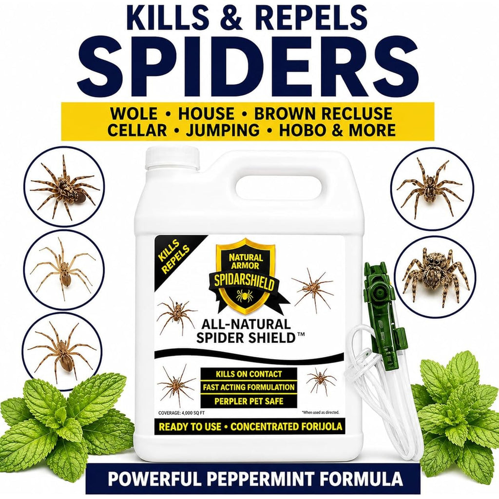 Spider Killer & Repellent Spray - Powerful Peppermint Formulation Kills & Repels All Types Of Spiders And Works Better Than Ultrasonic Gimmicks - 128 Fl Oz Gallon Ready To Use