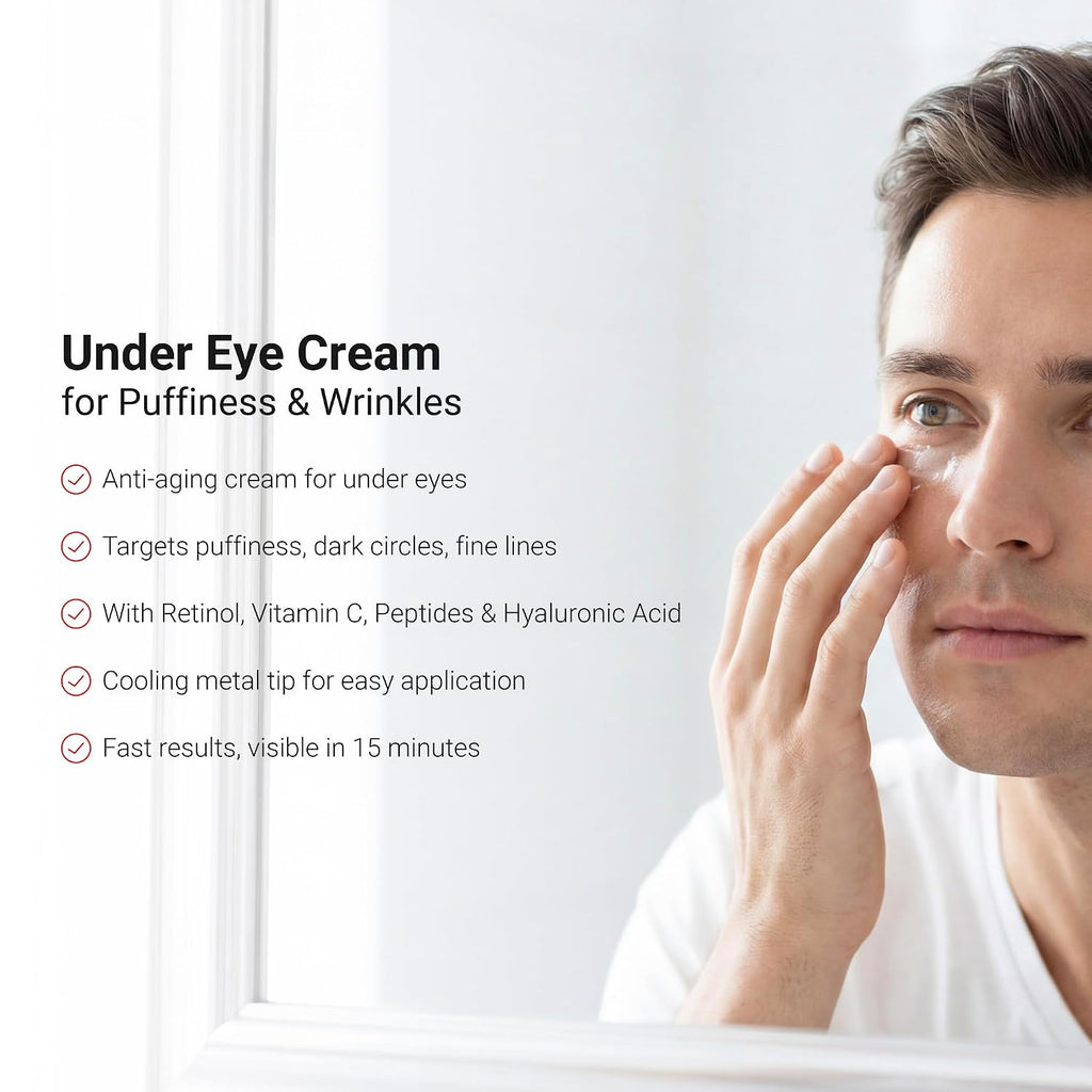 Lifecell All-In-One Eye Treatment – Anti-Aging Under Eye Cream For Puffiness, Dark Circles & Wrinkles – With Retinol, Vitamin C, Peptides & Hyaluronic Acid – Cooling Application