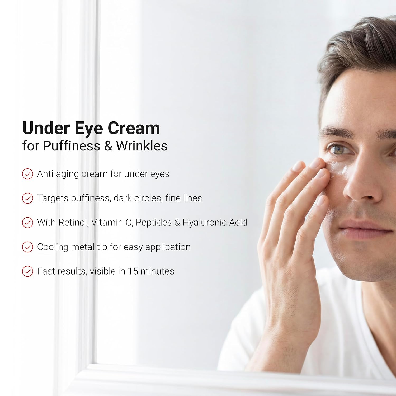 Lifecell All-In-One Eye Treatment – Anti-Aging Under Eye Cream For Puffiness, Dark Circles & Wrinkles – With Retinol, Vitamin C, Peptides & Hyaluronic Acid – Cooling Application