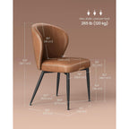 Vasagle Ekho Collection - Dining Chairs Set Of 2, Upholstered Kitchen Chairs, Comfortable Seat, Synthetic Leather With Stitching, Mid-Century Modern, Easy Assembly, Living Room Lounge, Caramel Brown