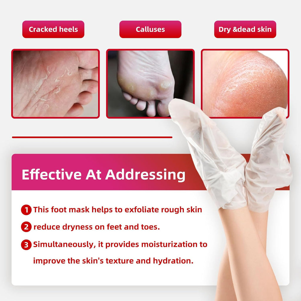 Foot Peel Mask for Dry, Rough Feet – Exfoliating Foot Mask with Fruit Acids, Lavender & Urea – Peeling Socks for Dead Skin & Cracked Heels – Foot Care for Women & Men