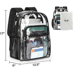 Clear Backpack Heavy Duty For School – 17In Transparent Pvc Bag With Large Capacity & Reinforced Straps For Men, Women, Boys & Girls - See Through Bookbag For College Workplace Security, Black