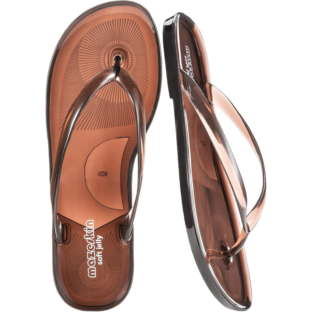 Mazeskin Women'S Jelly Flip Flops - Soft Thong Sandals With Non-Slip Flexible Rubber Sole, Waterproof Summer Beach Shoes