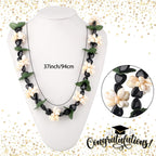 Rtteri Graduation Kukui Nuts Lei Hawaiian Leis with Cowrie Shell Faux Leaf 32'' Adjustable Luau Party Accessories for Men Women
