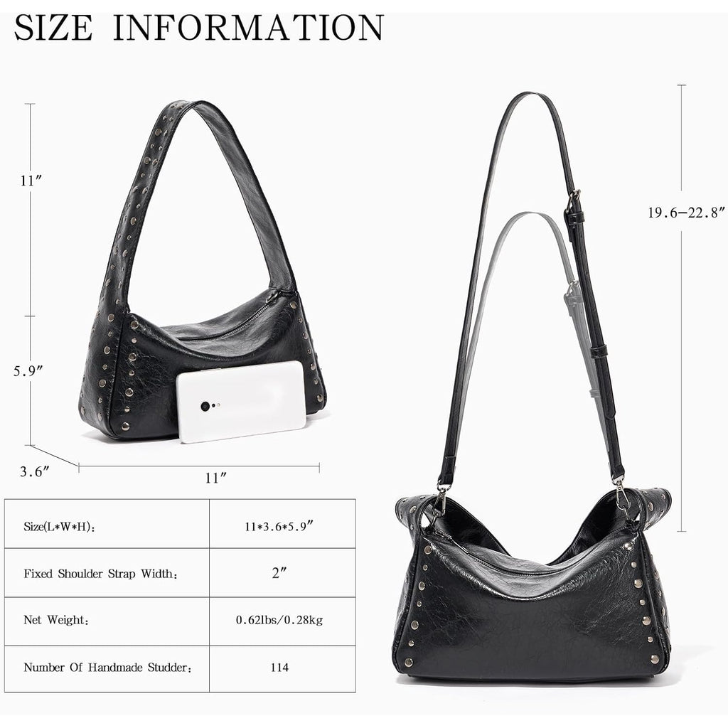 Studded Purses For Women Y2K Shoulder Bag Small Vegan Leather Handbag