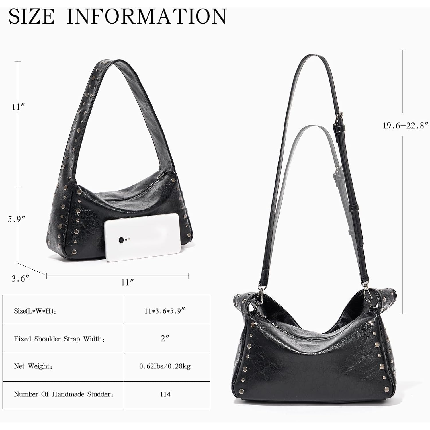 Studded Purses For Women Y2K Shoulder Bag Small Vegan Leather Handbag