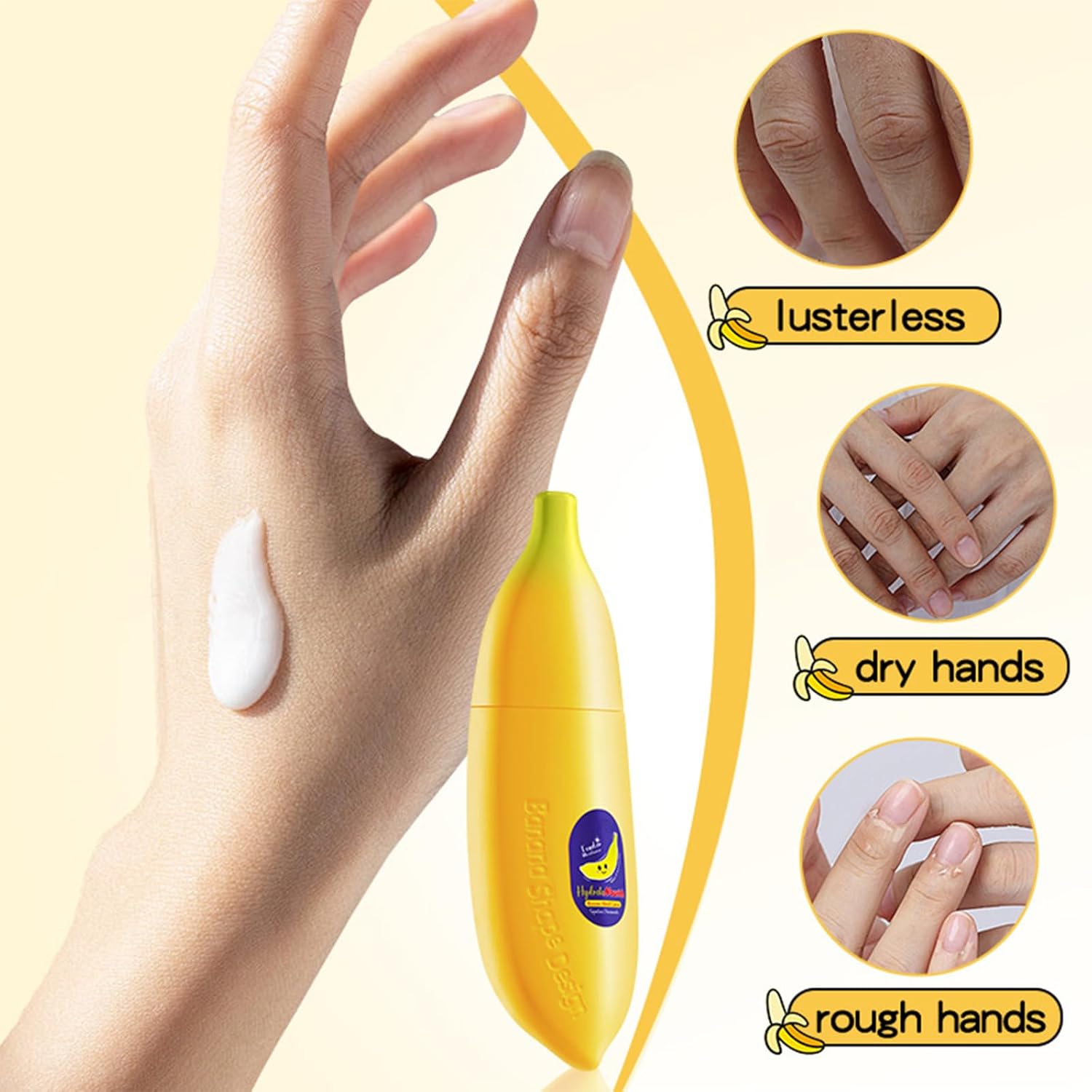 Charm Kiss 2Pcs Hand Cream for Dry Cracked Hands, Banana And Mango Hand Cream Gifts Set for Women,Fruit Hand Lotion, Lightweight & Hydrating Hand Lotion Moisturizer (Mango, Banana)