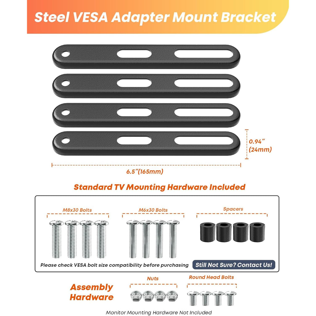 Putorsen Vesa Adapter Mount Bracket Kit For Screens 32 To 55 Inch Lcd Led Tv, Tv Mount Adapter Bracket Upgrade Mounting Holes Up To 400X400 Mm, Black