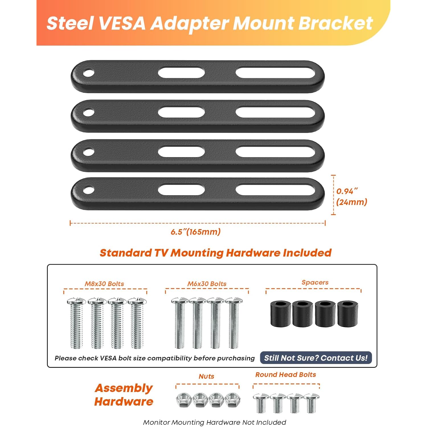 Putorsen Vesa Adapter Mount Bracket Kit For Screens 32 To 55 Inch Lcd Led Tv, Tv Mount Adapter Bracket Upgrade Mounting Holes Up To 400X400 Mm, Black