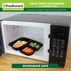 Freshware Meal Prep Containers [50 Pack] 3 Compartment Food Storage Containers With Lids, Bento Box, Bpa Free, Stackable, Microwave/Dishwasher/Freezer Safe (24 Oz)