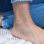 Rotnso Anklets for Women 14K Gold Silver Plated Ankle Bracelets Trendy Waterproof Boho Anklets Set Adjustable Dainty Cute Diamond Beaded Heart Non Tarnish Summer Beach Jewelry Gift