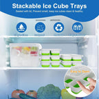Ice Cube Trays With Lids For Freezer, 4 Pack Silicone Set, 56 Cubes | Easy-Release Reusable Ice Molds, Sturdy Pp Frame, Bpa-Free; Stackable & Dishwasher Safe For Whiskey, Cocktails & Baby Food
