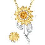 FANCIME Flower necklace Sterling Silver Spinning Pendant, You Are My Sunshine Fidget Rotatable Jewelry Birthday Mothers Day Gifts for Women Mom Wife Her