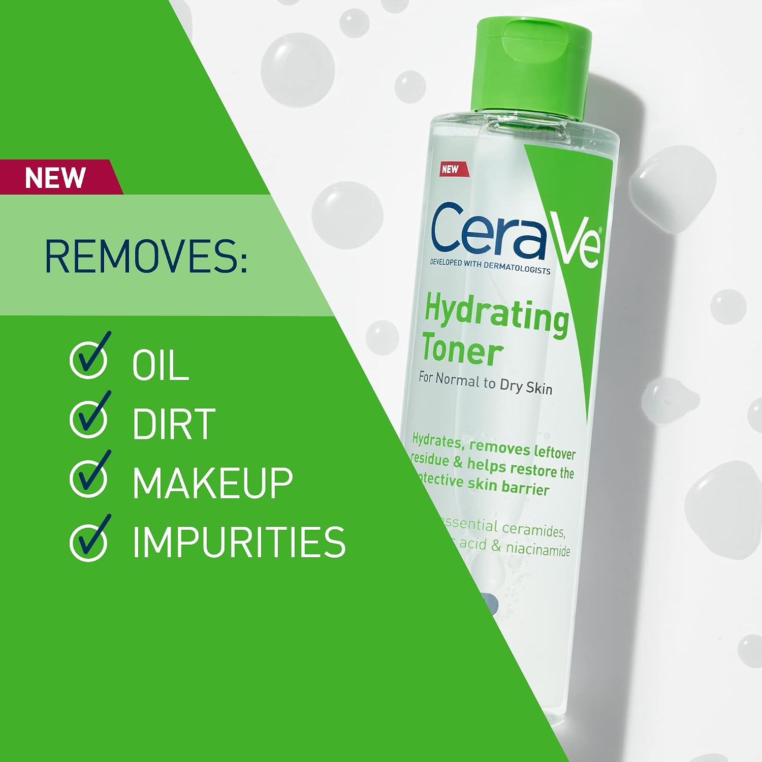 Cerave Hydrating Toner For Face Non-Alcoholic With Hyaluronic Acid, Niacinamide, And Ceramides For Sensitive Dry Skin, Fragrance-Free Non Comedogenic, Full Size, 6.8 Fl Oz
