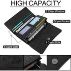 MEITRUE Women's Wallet Leather RFID Blocking Trifold Ladies Purse Embossed long Clutch Card Holder Phone Checkbook Organizer