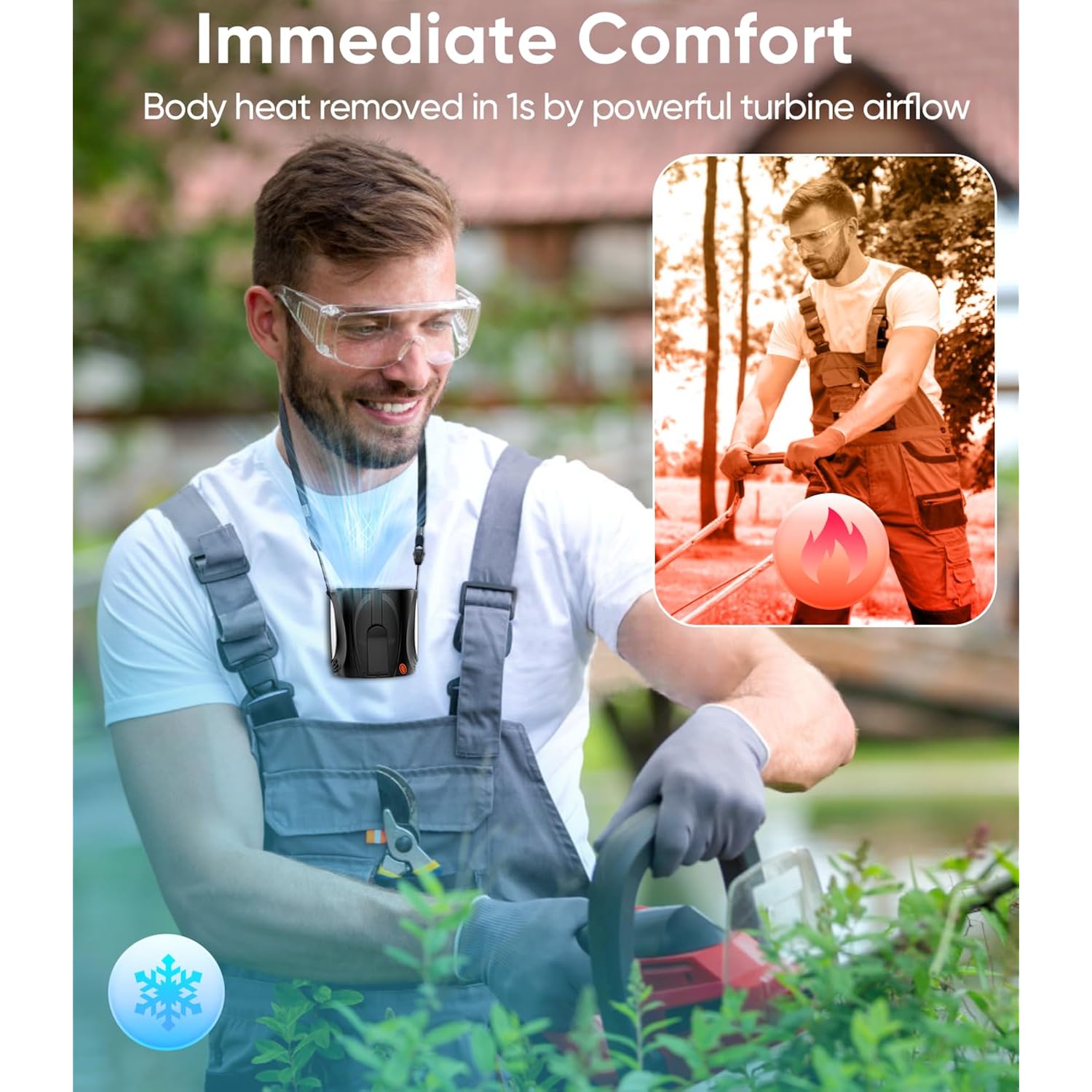 Tedajo Ai Portable Waist Fan, 6 Speeds 16000Rpm Strong Turbo Airflow, 40H Max Cooling Battery Powered Personal Fan Rechargeable, Hands-Free Shirt/Belt/Neck Fan For Work, Outdoor, Travel, Gift For Men