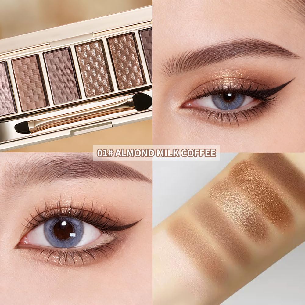 Neutral Nude Brown Eyeshadow Palette – 6 Matte & Shimmer Shades, Blendable Long-Lasting Eye Shadow Kit for Natural Everyday Makeup, Soft Glam Looks & Mature Eyes, High Pigment Smooth Formula 1