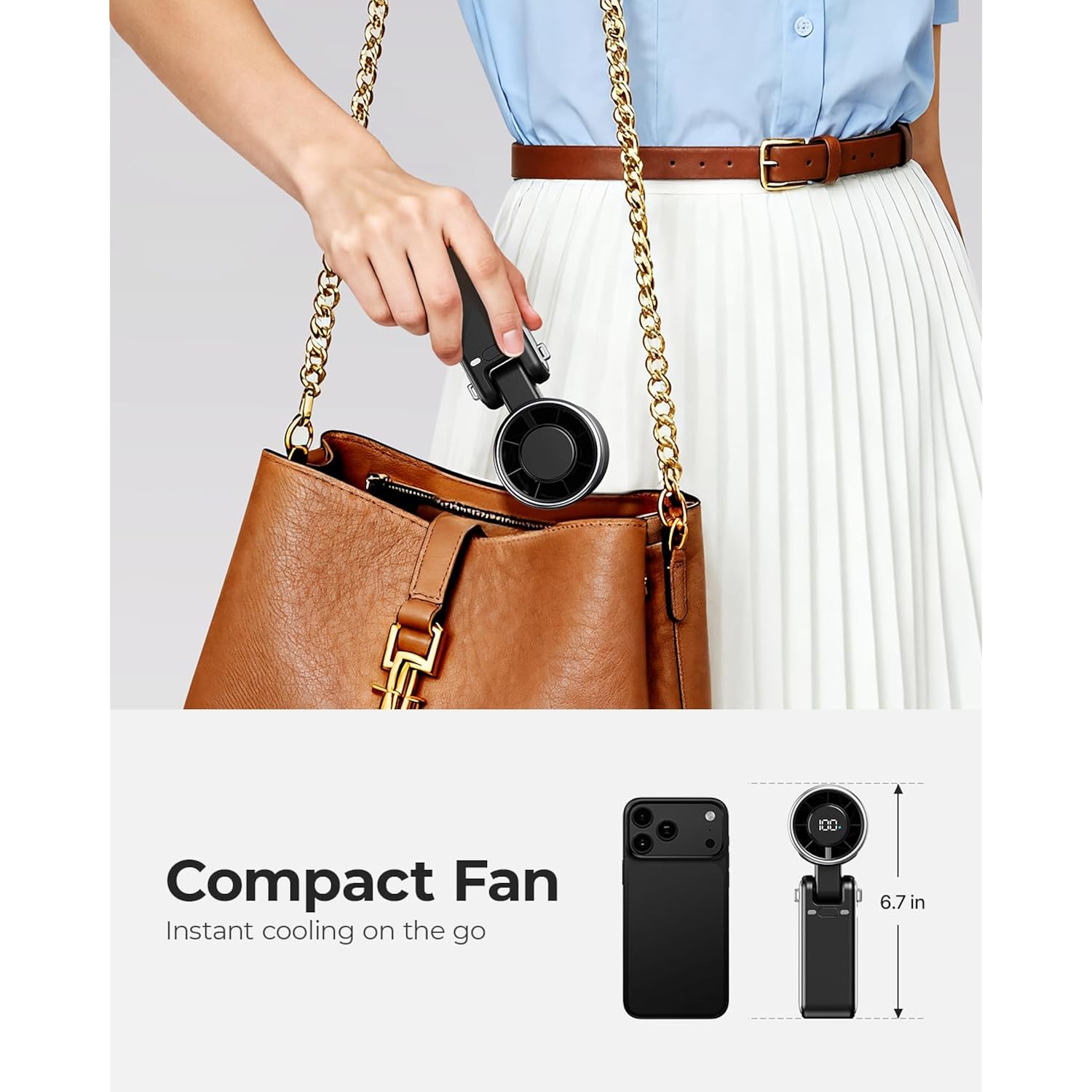 Portable Handheld Turbo Fan - 5 Gear High Speed 4000Mah Rechargeable Mini Personal Hand Fan Blow Cold Air, Battery Operated Travel Essentials, Beach Vacation, Gifts For Women, Men (Black)