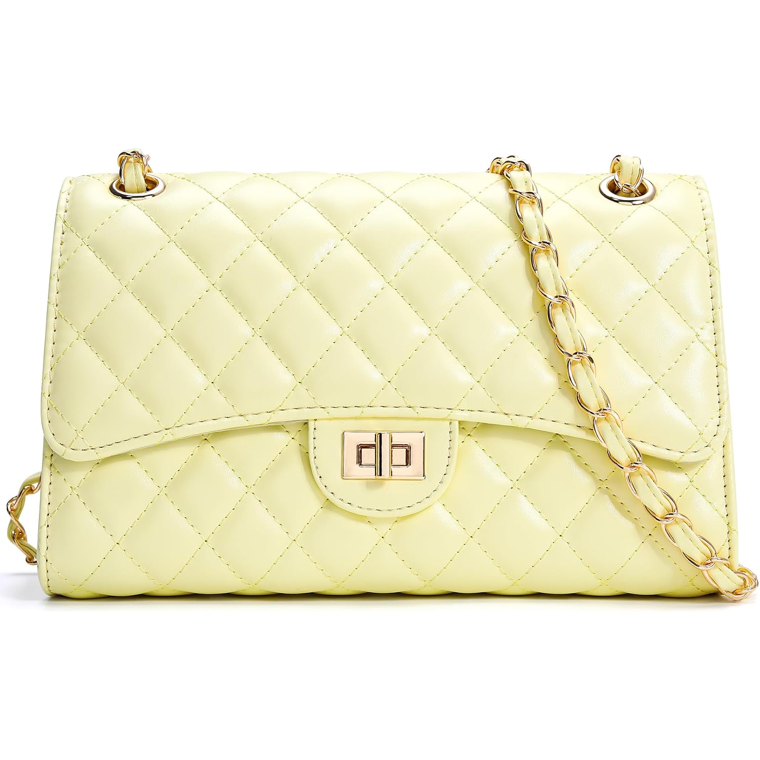 Quilted Crossbody Purse For Women Trendy Ladies Shoulder Bag With Chain Strap Pu Leather Cross Body Bags Satchel Handbag