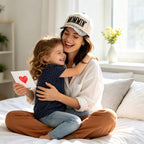 Womens Trucker Hat|Best Mom Ever Embroidery Adjustable Hat for Women from Daughter Son Beige/Leopard Print3