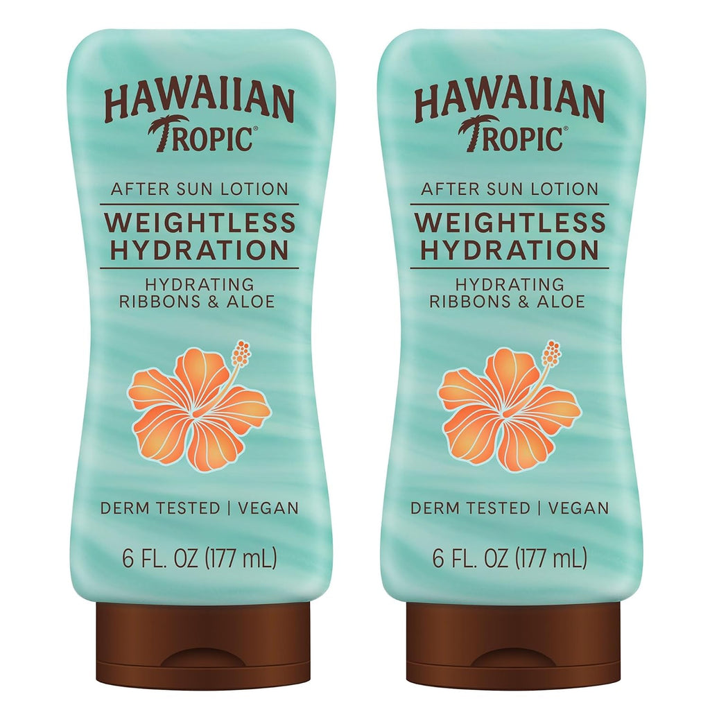 Hawaiian Tropic Weightless Hydration After Sun Lotion With Aloe, 6Fl Oz Twin Pack, Hawaiian Tropic Lotion, Moisturizing Lotion, After Sun Care, After Sun Moisturizer, 6Fl Oz Each