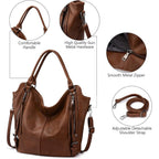 Tote Bag for Women PU Leather Shoulder Bags Fashion Hobo Bags Large Purse and Handbags with Adjustable Shoulder Strap