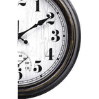 45Minst 12 Inch Indoor/Outdoor Retro Round Waterproof Wall Clock With Thermometer, Silent Non Ticking Battery Operated Quality Quartz Wall Clock Home/Patio Decor(Black Gold)