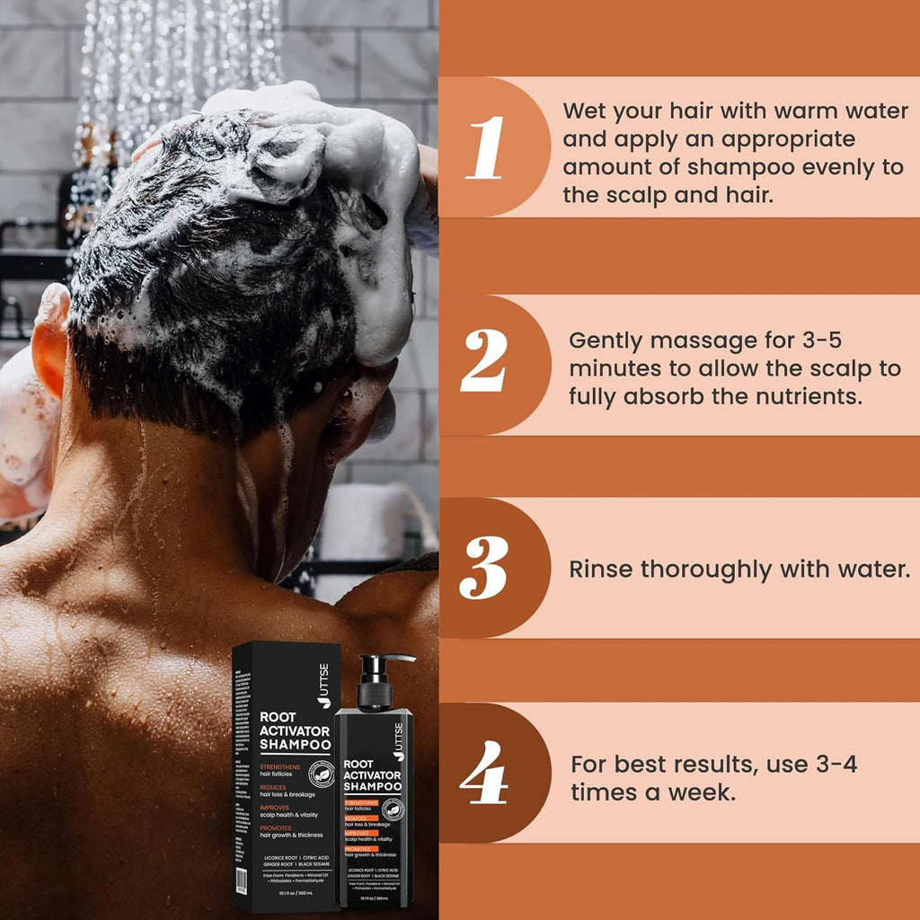 Root Activator Shampoo for Men: Hair Growth Shampoo for Hair Loss and Thinning Hair