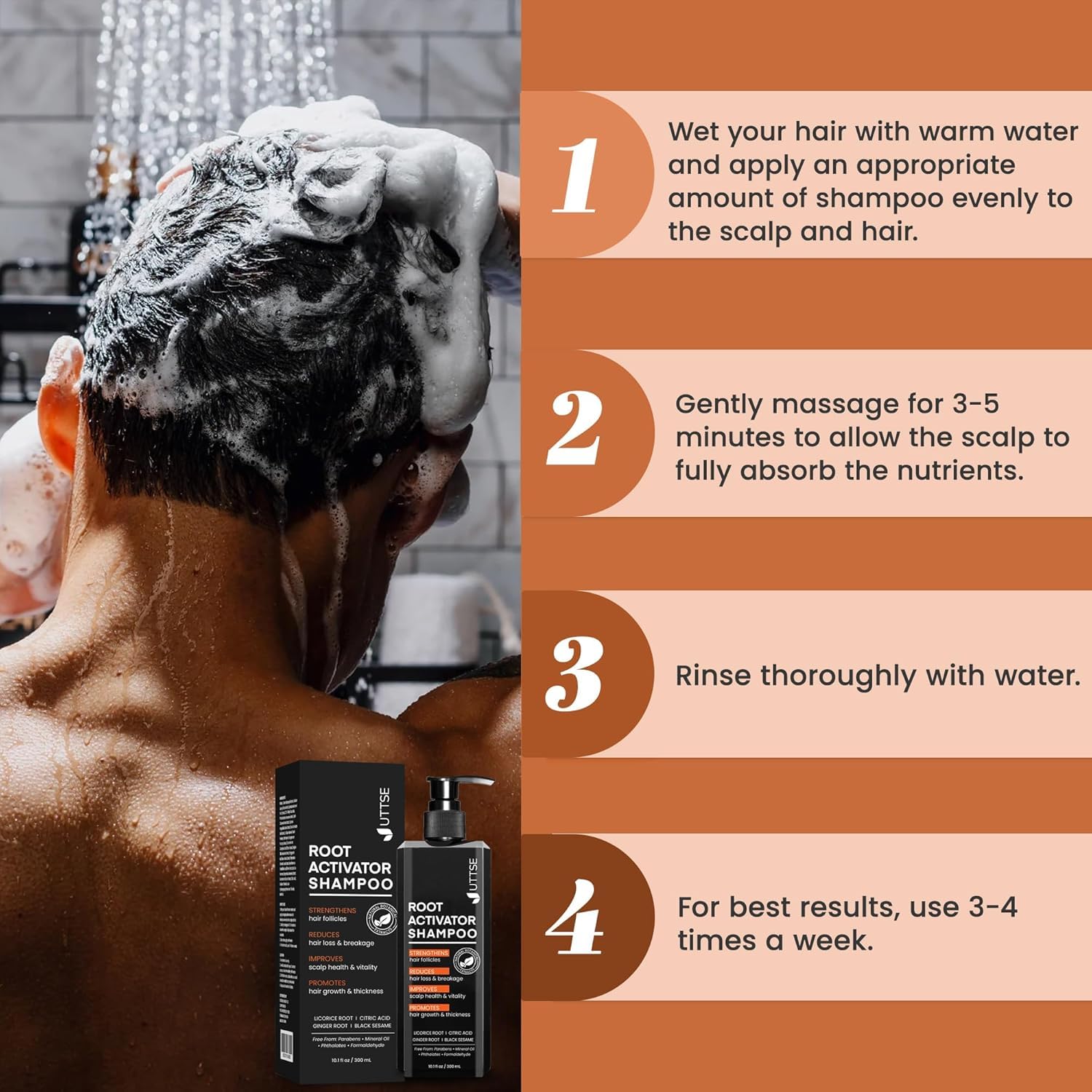 Root Activator Shampoo for Men: Hair Growth Shampoo for Hair Loss and Thinning Hair