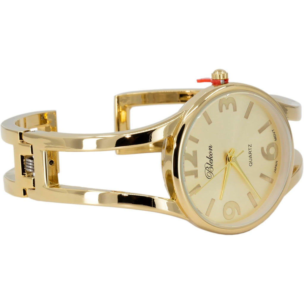 Collections Women's Elegant Analog Quartz Watch - 33mm Case, Casual Metal Cuff Bangle Design, Adjustable Fit for 7-8 Inch Wrist Size