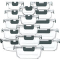 M Mcirco 30 Pieces Glass Food Storage Containers With Snap Locking Lids,Glass Meal Prep Containers Set - Airtight Lunch Containers, Microwave, Oven, Freezer And Dishwasher