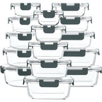 M Mcirco 30 Pieces Glass Food Storage Containers With Snap Locking Lids,Glass Meal Prep Containers Set - Airtight Lunch Containers, Microwave, Oven, Freezer And Dishwasher