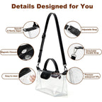 Clear Bag for Stadium Events, Small Crossbody Purse for Concerts, Sports Events World Cup, Durable Waterproof