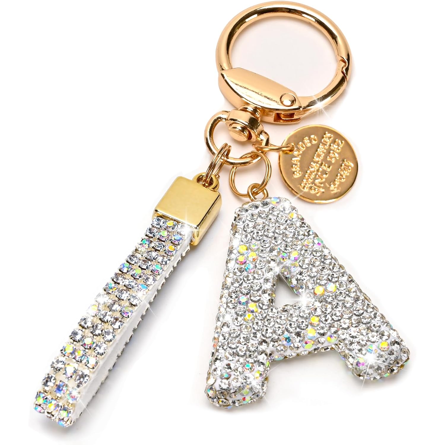 Initial Letter Keychain for Women Girls, Bling cute KeyChain for Car Key Accessories Lanyard and Backpack Bag，Perfect Gift