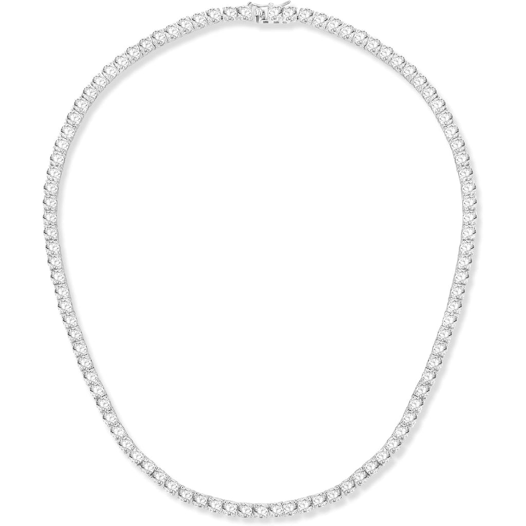 Gemsme 4.0mm CZ Tennis Necklace, 18K White/Yellow Gold Plated 4.0mm Round Cubic Zirconia Classic Tennis Necklace 16-24 Inches