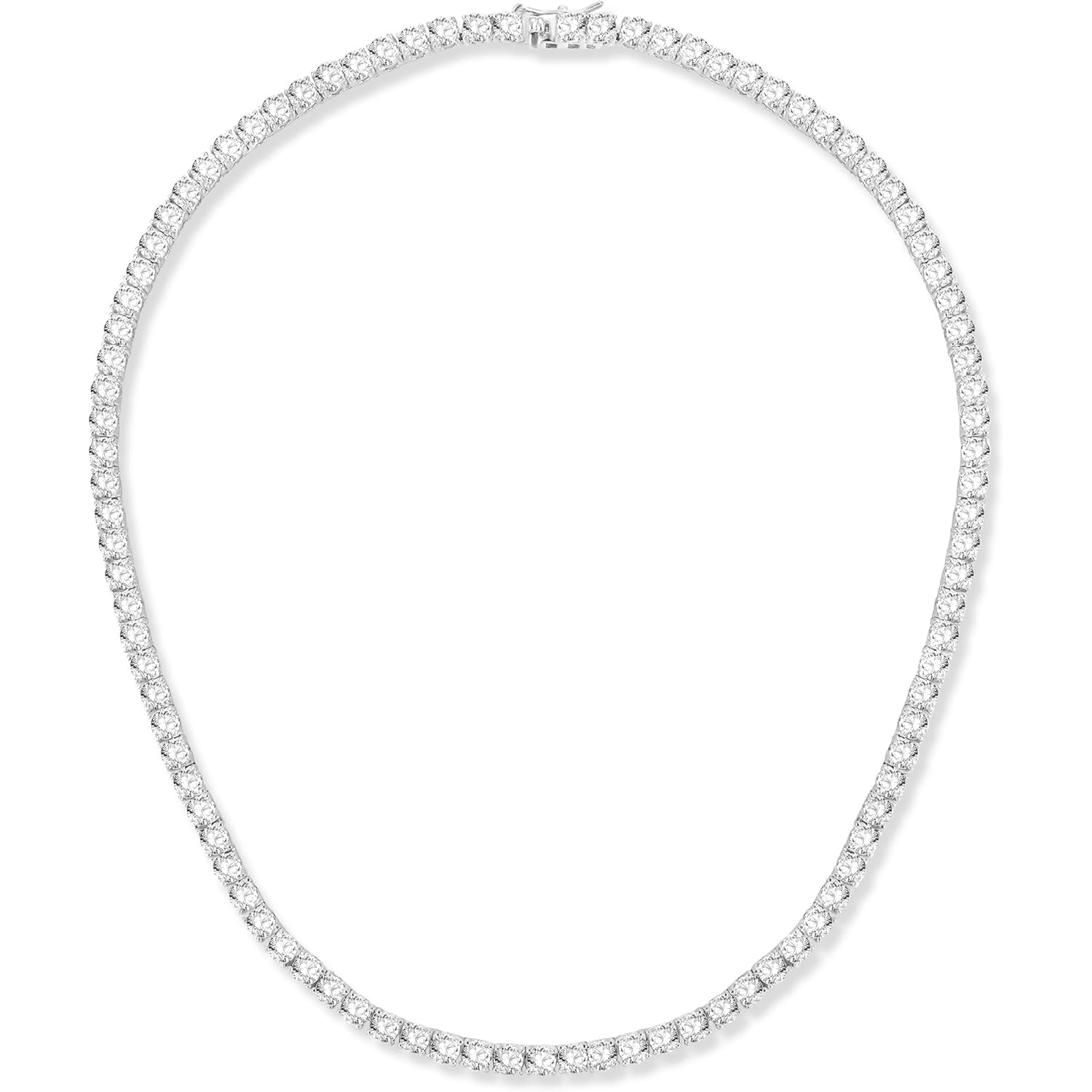 Gemsme 4.0mm CZ Tennis Necklace, 18K White/Yellow Gold Plated 4.0mm Round Cubic Zirconia Classic Tennis Necklace 16-24 Inches